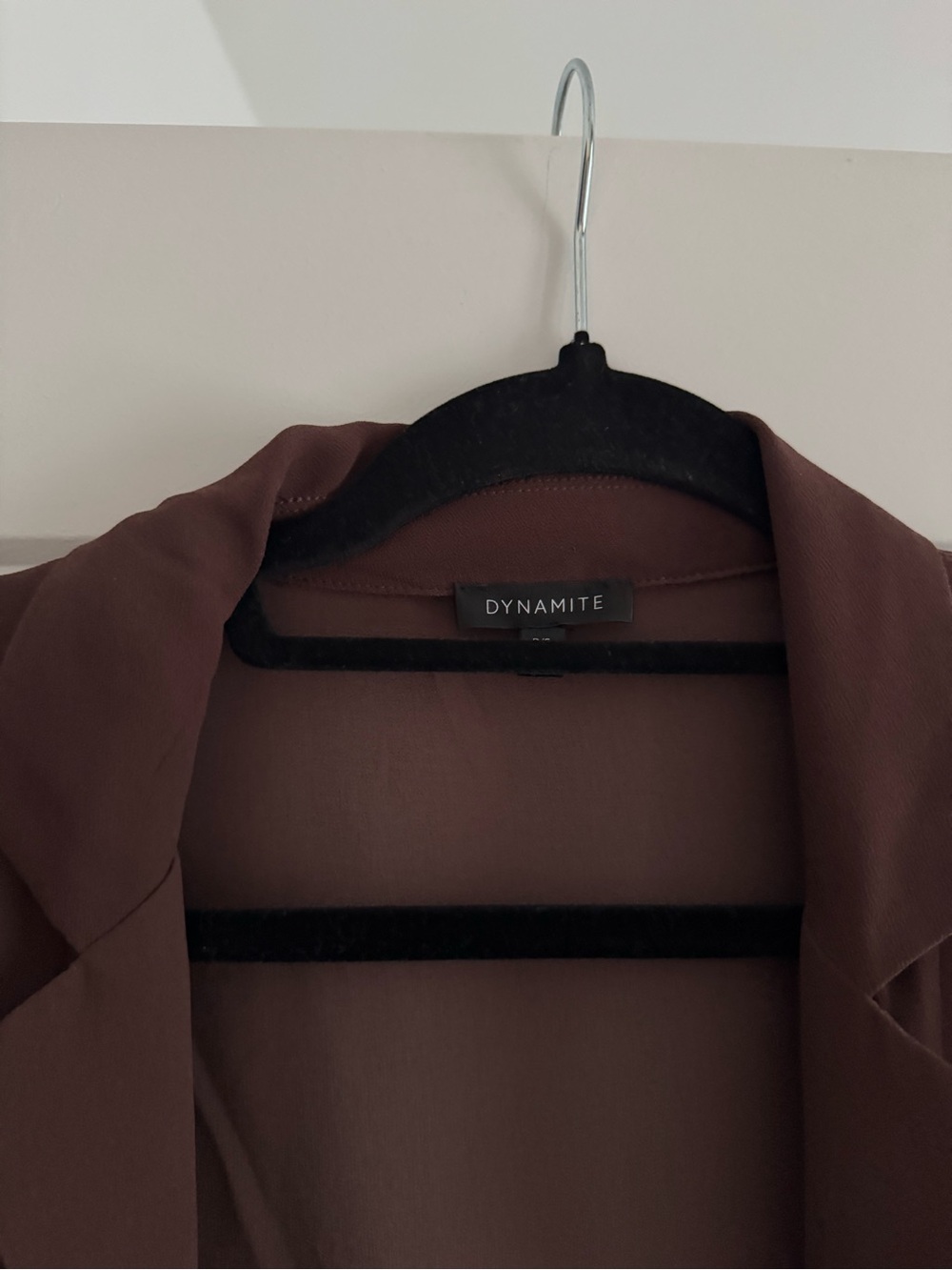Dynamite Brown Sheer Cropped Draped Blazer - Picture 3 of 4